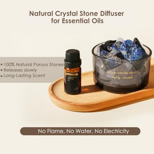 Crystal Stone Aroma Diffuser with Essential Oils for Home Bathroom Office, Home Decor & Fragrance 2 in 1, Chic Aromatherapy Gift Set