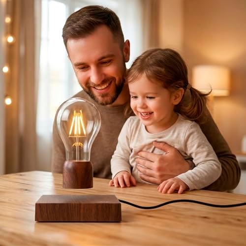 Magnetic Levitating Floating Wireless LED Light Bulb Desk Lamp for Unique Gifts, Room Night Light, Home Office Decor Tech Toys