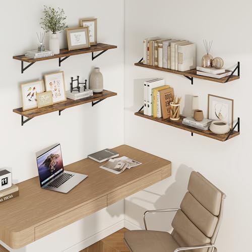 Axeman Deep Floating Shelves, 40'' x 10'' Brown Wall Shelves Set of 2
