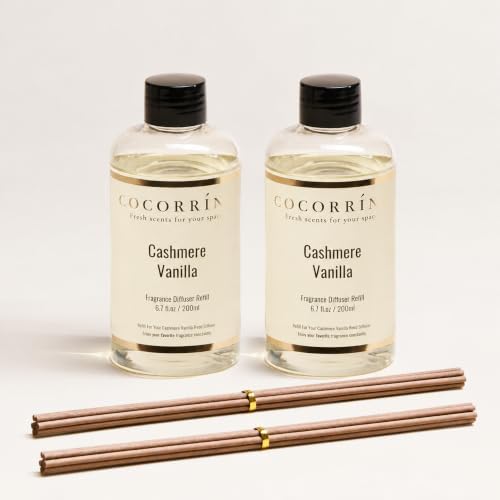 COCORRÍNA Refill - Cashmere Vanilla 6.7 fl oz /2 Pack Reed Diffuser Refill with Sticks