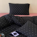 Polka Dot Twin XL Duvet Cover, 3 Piece 100% Cotton Jersey Knit Black Comforter Cover, Soft Modern Aesthetic Minimalist Bedding Set with Zipper & Corner Ties