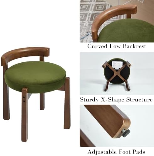 DUOMAY Modern Velvet Vanity Stools Set of 2, Green