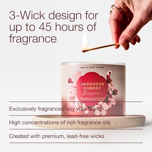 Bath & Body Works 3-Wick Candle, Japanese Cherry Blossom, 2 Pack
