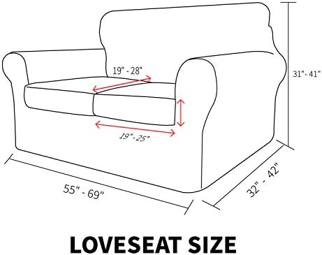 MAXIJIN 3 Piece Couch Covers for 2 Cushion Couch loveseat Cover, Stretch Love Seat Sofa Slipcovers for Dogs Pet, Thick Furniture Protector with 2 Seat Cushion (55"-69", Wine Red)