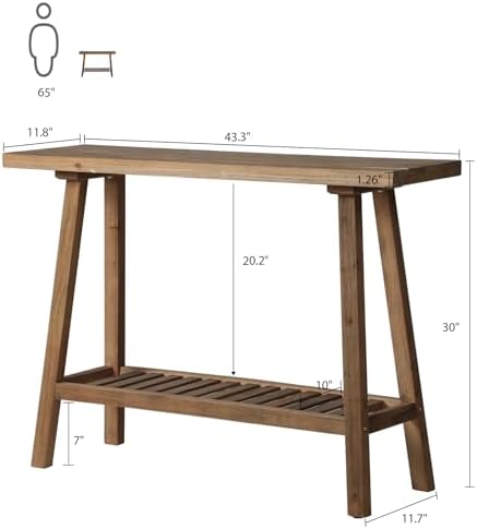 HOKYHOKY Reclaimed Solid Wood Console Table, 43.3" Farmhouse Entryway Table