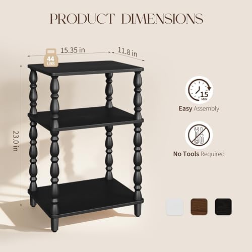 Yoobure Small Side Table - Black End Tables Living Room with Spindle Legs