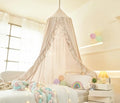 Mengersi Bed Canopy for Girls,Ruffled Canopy Bed Curtains Kids Canopy for Girls Room,Hanging Canopy Princess Play Tent for Reading Nook Play Room Decor (Ivory)