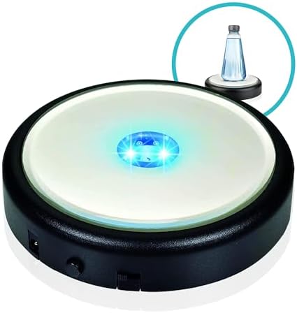 4 LED Light Base - Color Changing Lights w/Mirror Top Round Stand - Illuminated Holder for Gemstones, Crystals, and Art Glass - AC/USB Adapter