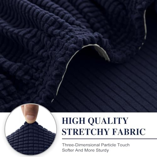 LA MEACK Couch Cushion Covers Seat Cushion Cover Stretch Couch Cover Separate Sectional Sofa Slipcovers Furniture Protector(3 Pieces for Seat or Sofa Backrest, Navy)