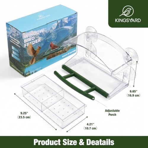 Kingsyard Window Bird Feeder with 4 Extra Strong Suction Cups