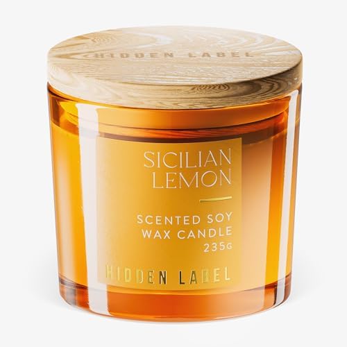 Hidden Label Sicilian Lemon Candle, 8.3oz Soy Wax, Aromatherapy