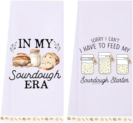 LXOMILL Sourdough Gifts for Women, Funny Kitchen Towels Set of 2, Sourdough Starter Gifts for Bakers, Bread Baking Dish Towels, Cute Kitchen Decor