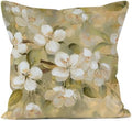 Neutral Vintage White Blossom Floral Pillow Cover 18x18, Rustic Beige Cottagecore Botanical White Flower Decorative Lumbar Pillow Cover for Couch Bed Living Room Bedroom