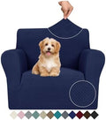 JIVINER Stretch Armchair Slipcovers, 1 Piece Chair Sofa Covers 1 Seater Couch Covers with Elastic Bottom for Kids, Pets (Navy Blue, Chair)