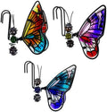 3Pcs Butterfly Decorations for Flower Pots - Iron and Glass Painted Hanging Butterflys Ornaments, Plant Pot Potted Hanger Figurines, Outdoor Garden Pendant Decor (Butterfly)