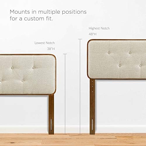 Modway MOD-6233-WAL-BEI Collins Tufted Full Fabric and Wood Headboard, Walnut Beige