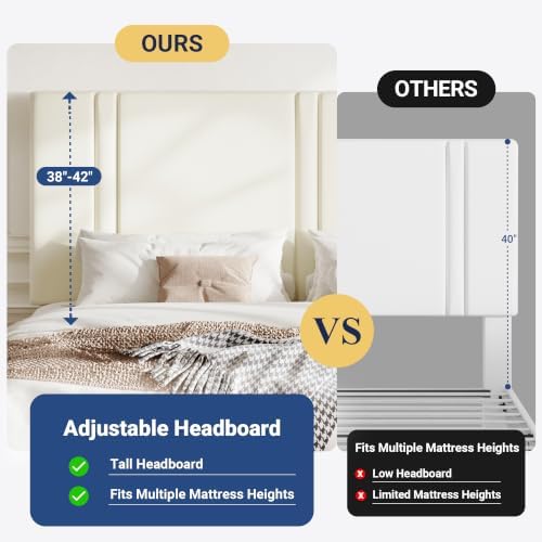 Allewie Cal King Platform Bed Frame with Velvet Upholstered Headboard