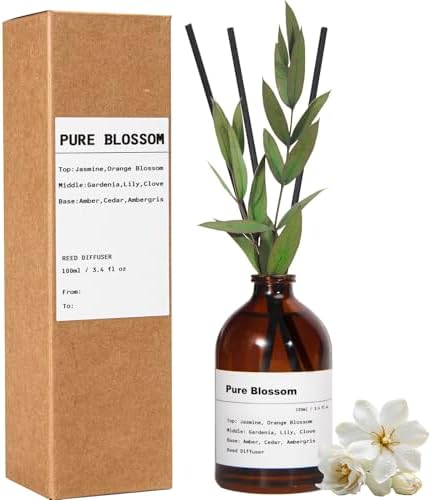 Reed Diffuser Set, Pure Blossom, 3.4 fl oz, Oil Diffusers with Sticks