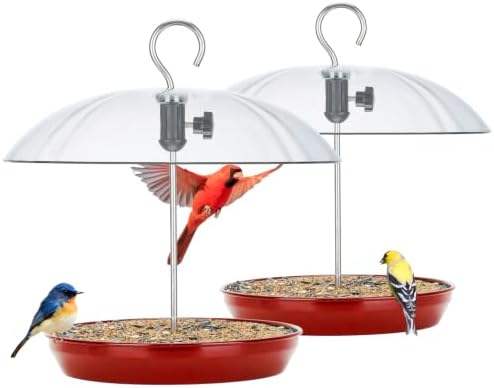 Kingsyard Platform Bird Feeder with Adjustable Dome for Outdoors Hanging