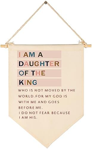 I Am A Daughter Of the King-Inspirational Flag Sign Gift for Baby Newborn Girls Kids-Banner Pennant Wall Decor Gift for Nursery Bedroom Playroom -Baby Gift Shower-New Home Christmas Gift