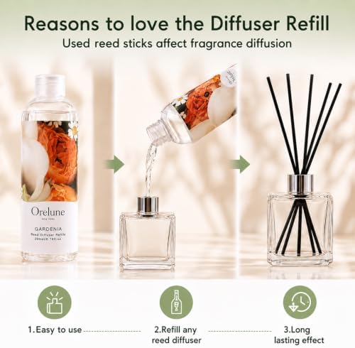Reed Diffuser Essential Oil Refill Gardenia Floral - 200ml Scented Oil for Home Aromatherapy Bedroom Decor