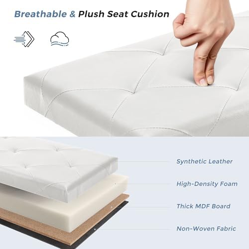 DUMOS 30 Inch Foldable Storage Ottoman Bench, Large Ottoman with Storage