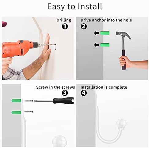 Hion Curtain Holdbacks White 4pcs, Curtain Tiebacks Wall Mounted Hooks