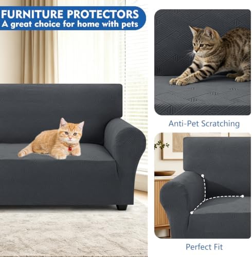 XINEAGE Loveseat Slipcover Pet Friendly, Stretch Couch Cover,Dark Gray