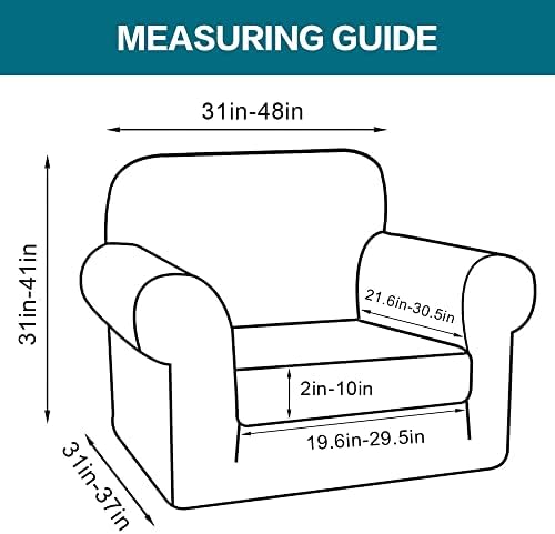 Turquoize 2 Piece Chair Covers Armchair Slipcovers for Living Room Armchair Sofa Cover with Individual Cushion Covers Feature Jacquard Fabric (Chair, Cream)