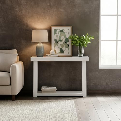 Plank+Beam Classic Console Table, with Shelf, 46 Inch, White