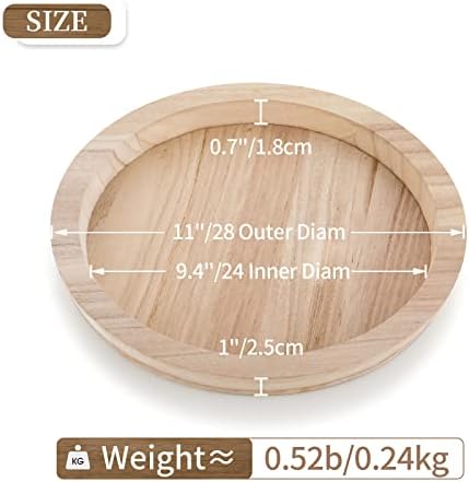 Hanobe Unfinished Round Wooden Craft Trays for DIY, 2PC Decorative Plate