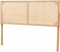 Bali & pari Aurelia Modern Bohemian Natural Finished Bayur Wood and Natural Rattan Queen Size Headboard
