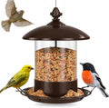 Gbekery Metal Bird Feeders for Outdoors Hanging, 360° Feeding Tray, Brown