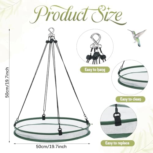 FoldTier 2 Pieces Bird Seed Catcher Tray Hanging Round Mesh,20 Inch