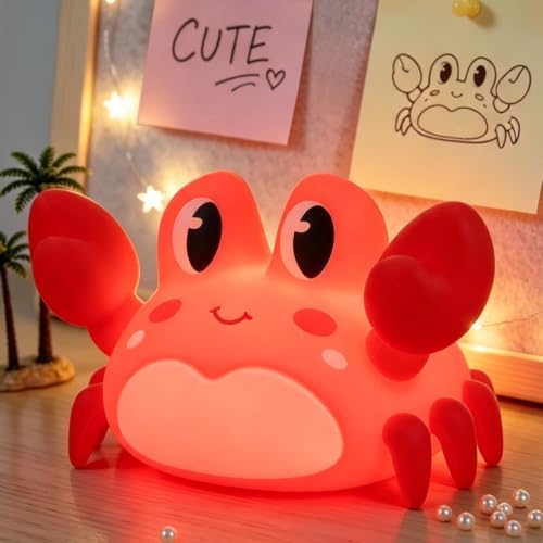 YISUN Crab Night Light for Kids, Silicone LED Dimmable Nursery Nightlight