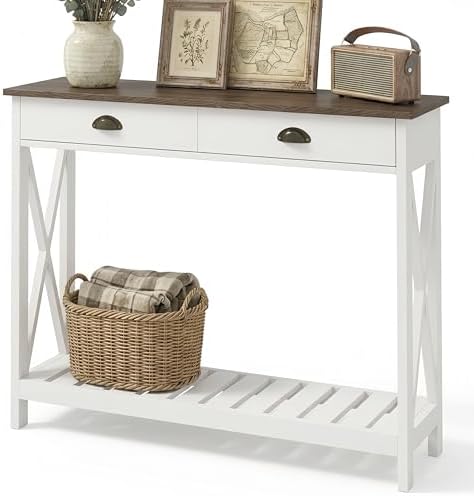 ChooChoo Console Table with Drawer for Entryway with Stable X Supports