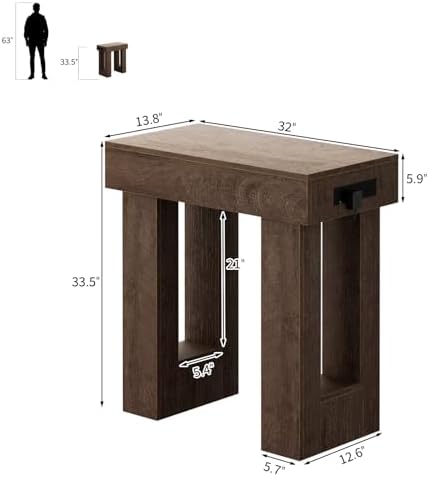 Unikito 32" Entry Table with Sensor Light & AC Outlets with USB-C Ports