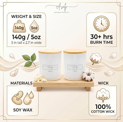 ASALY Luxury Candle & Reed Diffuser Gift Set - 2 Soy Wax Candles (30 Hr Burn) + 1 Reed Diffuser | White Tea, Mon Paris & Rose Oud Scents | Elegant Gift Box | Birthday, Anniversary, Mother's Day