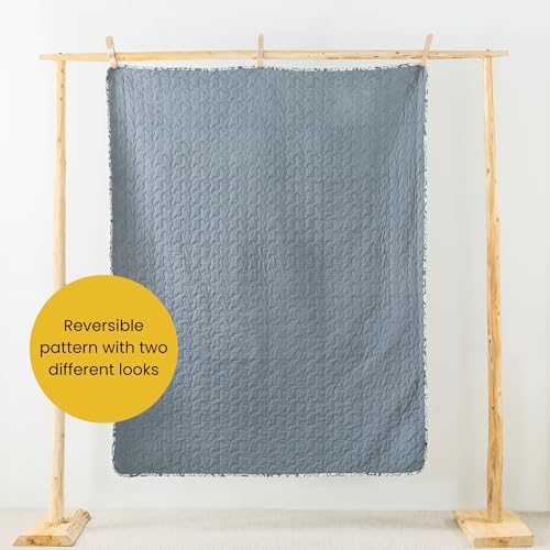 SLPR - Cotton Quilted Throw Blanket, 50" x 60" Blue Patchwork, Sweet Dreams