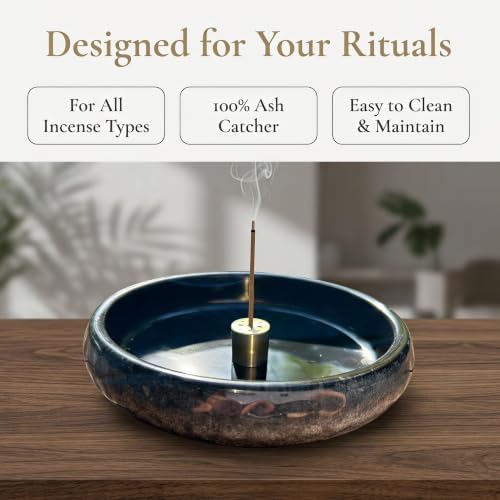 6 Inch Japanese Incense Holder for Stick,Ceramic Handmade Black