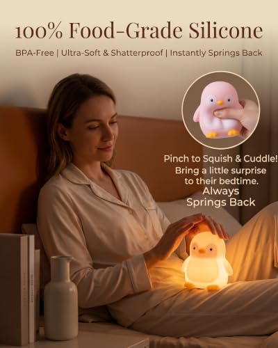 Penguin Night Light: Silicone Dimmable Touch Control with Timer