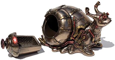 Veronese Design 4.5" Tall Steampunk Giant Land Snail Hidden Trinket Box Cold Cast Resin Antique Bronze Finish
