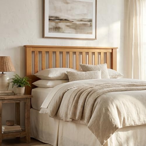 ComfIQ Serene Wood Panel Headboard with Mission Slats, Queen, Pine