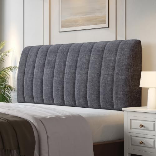 6.3" Upholstered Headboard for King Size Bed, Soft Chenille Fabric, Grey