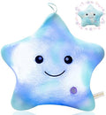 LED Night Light Star Pillow for Kids Throw Pillow Home Decor Couch Bedroom Office, Cute Stuffed Animals for Girls Plushies Boys Children Toys Daughter Doll Christmas Birthday Gifts White Blue