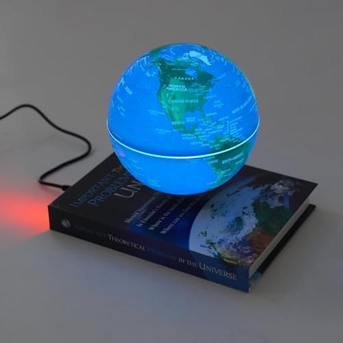 LED Light Magnetic Levitating Globe,360° Rotating Floating Globe with Book Shaped Basefor Kids, Teacher, Geographic World Map for Home Office Decor, Cool Tech Gift