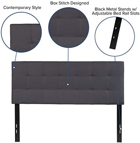 EMMA + OLIVER Dark Gray Full Quilted Tufted Headboard