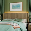 King Size Headboard Only, Modern Fluted Wall-Mounted Head Board with Lighting, Boho Wood Bed headboard Stylish Bedroom Decor, Natural
