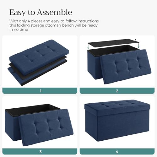 SONGMICS 30 Inches Folding Storage Ottoman Bench, Load 660 lb