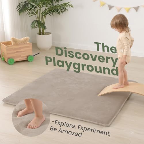 Huloo Sleep Giant 118"x158" Baby Play Rug for Floor(Beige)